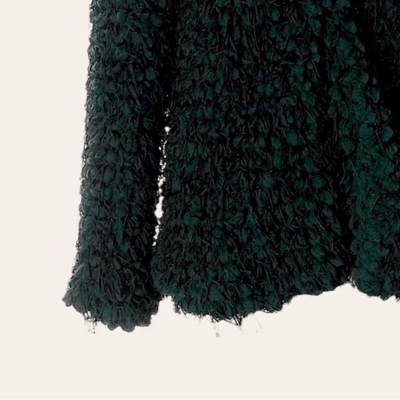 Zara Basic Green Loop Fringe Textured Jacket XS One Clasp Closure Statement Coat - Picture 5 of 7